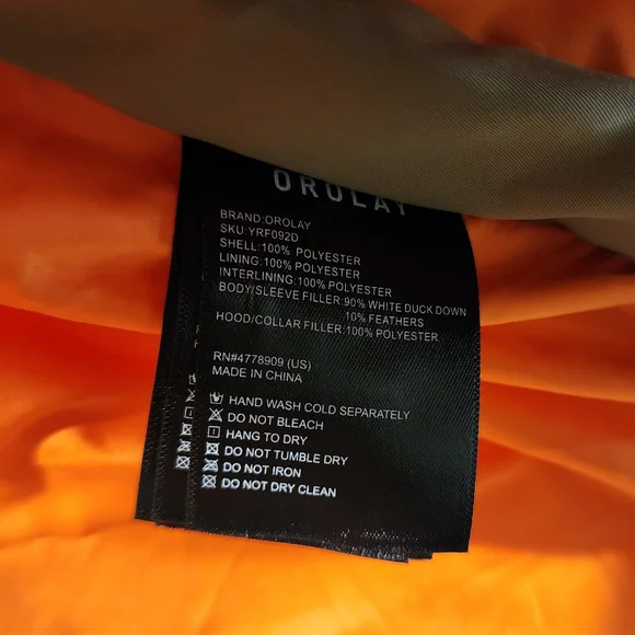 Orolay Women's Thickened Down Jacket Green Medium NWOT Hooded Outerwear FullZip - Picture 5 of 9